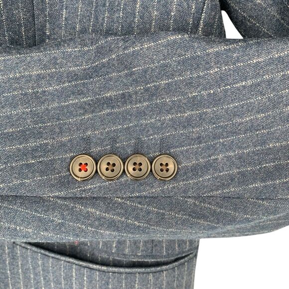 Brooks Brothers Red Fleece Mens Wool Pinstripe Jacket 40L Stretch Lined Blue - Picture 3 of 16